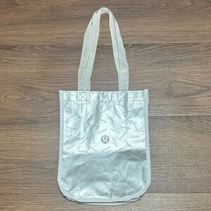 Lululemon Athletica Shimmering Silver Reusable Tote Bag | Gym Yoga Bag